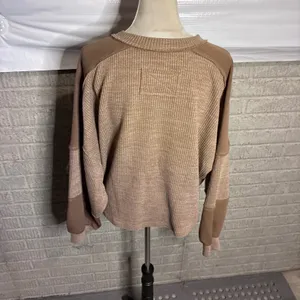Blu Pepper Brown Waffle Knit Henley Colorblock Long Sleeve Top M thumbnail 4