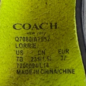 Coach Black Tan Neon‎ Woven Leather Block Heel Sandals Buckle Ankle Strap 7 thumbnail 2