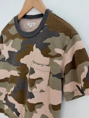 Madewell Cottontail Camo Easy Crop Tee Shirt Bunny Rabbit Pocket Top thumbnail 5
