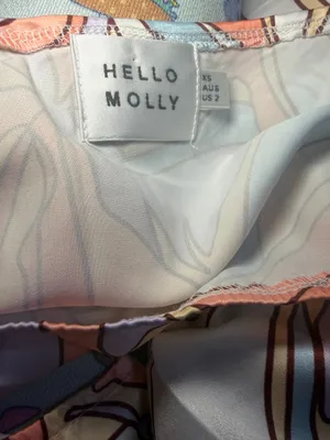 Hello Molly Listen To My Heart Groovy Satin Retro Swirl Dress Size XS. thumbnail 8