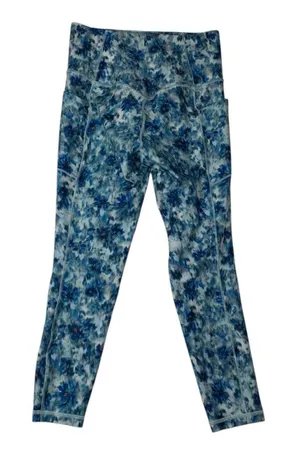 Athleta size small Salutation stash 7/8 tight Blue White printed Leggings pocket thumbnail 1