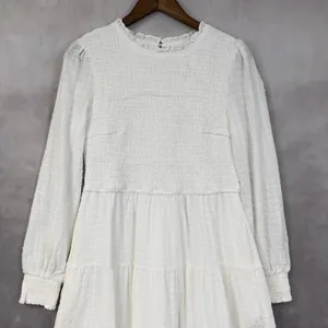 PrettyGarden Smocked Tiered‎ Dress Women Large Swiss Dot Cottage Boho Coastal thumbnail 2
