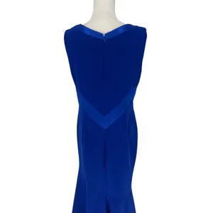 Theia Sleeveless Crepe Gown with Satin Crisscross in‎ Blue thumbnail 10
