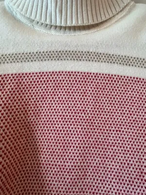 Pink/White/Beige 100% Cotton Turtleneck White thumbnail 2