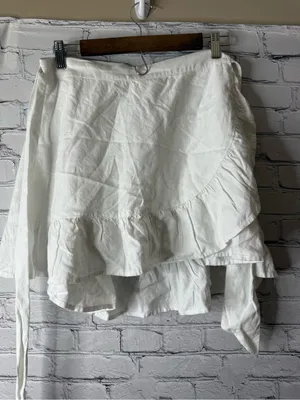 NWT aerie White Ruffled Wrap Skirt size large thumbnail 1