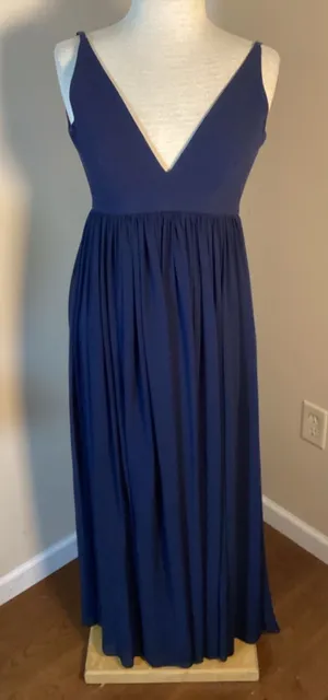 Dress The Population Bridal Navy Blue Sleeveless V-Neck Chiffon A-Line Gown thumbnail 1