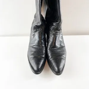 Dan Post Leather Exotic Lizard Skin Mid Calf Western Cowboy Boots Blacs 6.5 thumbnail 4