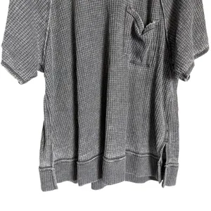 Free People We the Free Fairmont Tee Slouchy Light Thermal Short Sleeve Gray M thumbnail 4