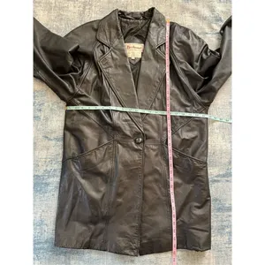 Vintage Bechamel Black Genuine Leather Coat Women's Medium thumbnail 5
