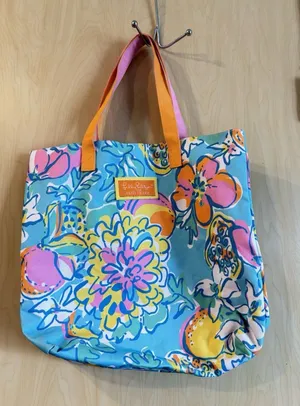 Lilly Pulitzer Estee Lauder Beach Tote Bag Resort Vacation Canvas Purse Limited thumbnail 1