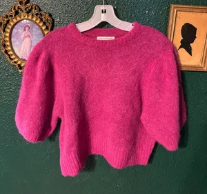 Banana Republic Pink Alpaca Blend Cropped Sweater Sz XS thumbnail 1