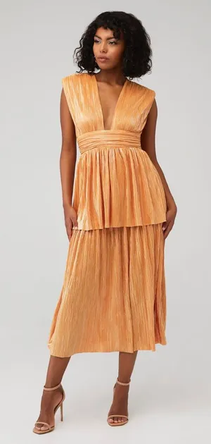 Sabina Musayev Women's Orange Ophelia Pleated Maxi Dress Large‎ thumbnail 1