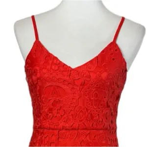 Lulus Mini Dress Lace Crochet Bodycon Spaghetti Strap Coral Women’s Size Small thumbnail 7