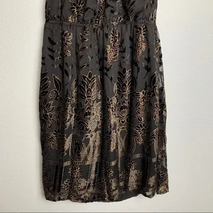 Sadie X Sage Black Gold Velvet Floral Halter Neck Dress‎ Small NWT thumbnail 4