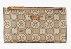 Kate Spade Spade Flower Monogram Coated Canvas Small Bifold Wallet Natural Multi thumbnail 1