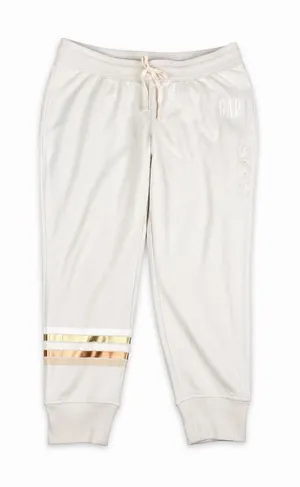 gap nwt 5 stripe sweatpants white womens L thumbnail 1