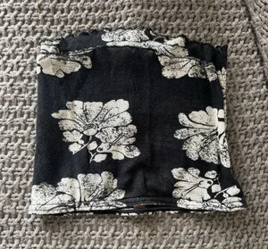 Free People Black and Cream Floral Tube Top thumbnail 1
