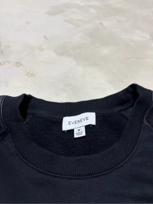 Evereve Black Sweatshirt with Faux Leather Shoulder Panels medium thumbnail 5