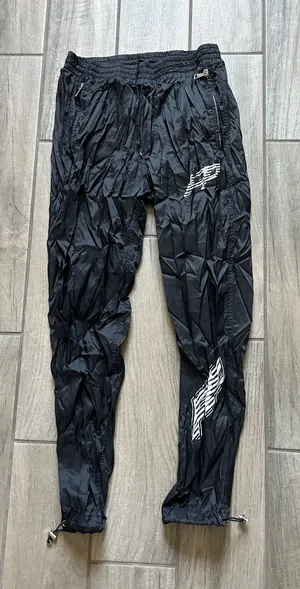 Filling Pieces Black Crinkle Nylon Track Joggers with Reflective Logos thumbnail 1
