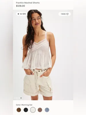 Free People Frankie Drawstring Shorts in Morning Oat, Size Large thumbnail 5