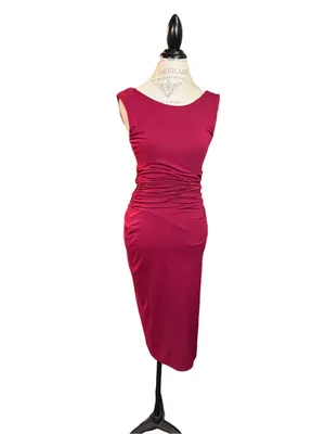 VENUS Sleeveless Ruched Midi Dress - Berry thumbnail 3