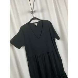 J.Crew Black Cotton Tiered Midi Dress Sz.L thumbnail 7
