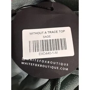 White Fox Without A Trace Top Sage Green‎ Metallic Strappy Halter Y2K Size M thumbnail 8