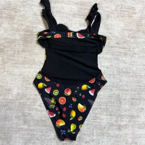 Wild Fable Womens Small Black Fruit Swimsuit Backless Chiquita Tropical Resort thumbnail 5