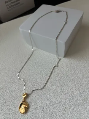 NWOT Jenny Bird Two-Tone Silver Chain Necklace with Gold Pendant Charm thumbnail 2