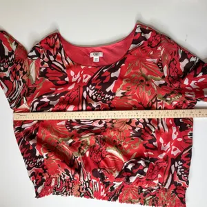 Cato Butterfly‎ Floral Print Blouse Size 22/24W Multicolor Smocked Hem Resort thumbnail 9