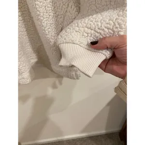 Aerie Fuzzy Fluffy Soft Pullover Warm Quarter Zip Sweater Cream Women's Small thumbnail 13
