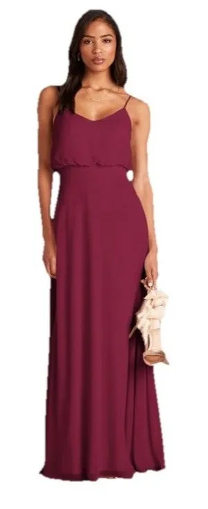 Birdy Grey Women's Gwennie Cabernet Maroon Chiffon Bridesmaid Dress Size Large thumbnail 1