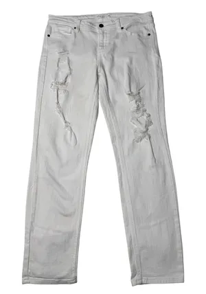 Oasis by Eunina White Distressed Jeans Size 11 Mid Rise Straight thumbnail 1