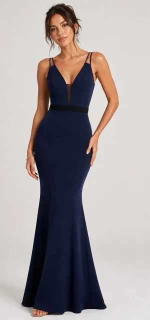 Dress The Population Blue Mermaid Maxi Dress Womens XS Formal Prom Gown Party thumbnail 1