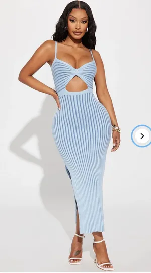 FashioNova Light Blue maxi dress thumbnail 1
