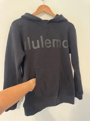 Lululemon All Yours Hoodie Graphic Black Tonal Logo Pullover Sweatshirt Size 4 thumbnail 3
