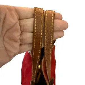 Dooney & Bourke Red Brown Suede Leather Tote Purse thumbnail 4