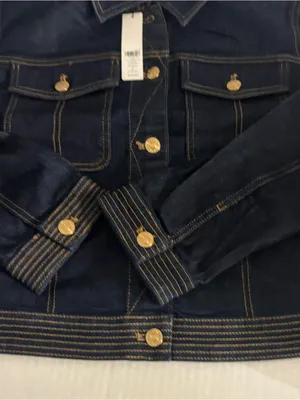 Chico's Denim Jean Jacket with Contrast Stitching Size: L thumbnail 10