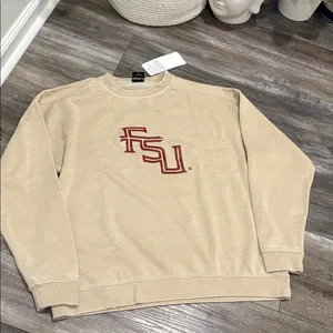 College Corner FSU Women’s Crewneck Chicka-D Natural Small Oversized NEW thumbnail 2