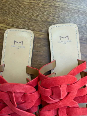 Marc Fisher LTD Red Suede Leather Slide Sandals Women’s Size 7M Flat thumbnail 3