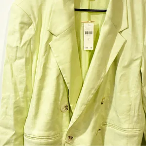 Anthropologie Maeve‎ Light Green Linen Slim Blazer Size XL NEW thumbnail 3