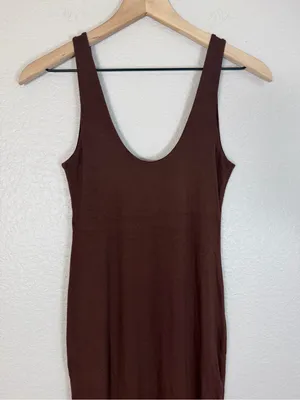 Naked Wardrobe Sculpt Tank Midi Dress in Chocolate Brown size Large NEW $68 thumbnail 9