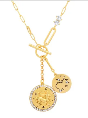 Anthropologie x Tai DOUBLE COIN ZODIAC NECKLACE thumbnail 3