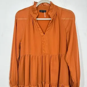 1.State Pumpkin Spice Orange Sheer Sleeve Mini‎ Dress Size Small Fall Wedding thumbnail 2