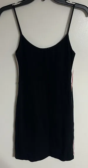 Brandy Melville Black Tank Top Dress With‎ Red & White Stripes Down The Side thumbnail 1