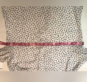 Loft Blouse Quarter Button Pockets White with Brown Polka Dots Size M thumbnail 9