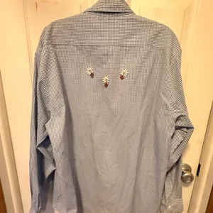 Vintage H & J Blouse with Ladybugs Blue Size XL thumbnail 2
