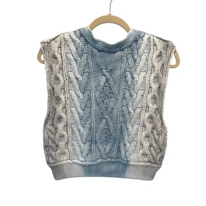 We The Free Free People Sweater Vest Womens XS Blue Ombre Cable‎ Knit Zip thumbnail 6