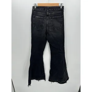 Forever‎ 21 Womens Black Denim Flare Jeans Size 28 Button Fly Festival Fringe thumbnail 2