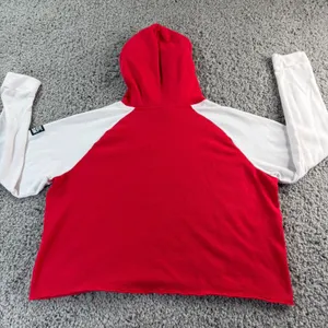 Pink Victoria's Secret Nation Hoodie Red White Colorblock Cropped Pullover L thumbnail 5